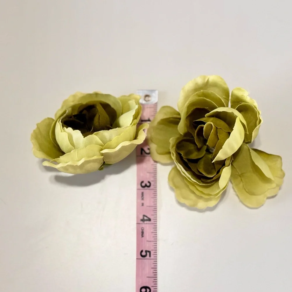 LIFELIKE 2 Olive Green Ranunculus Faux Flowers - Wreath, Wedding, Home Decor